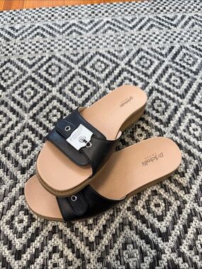 NWOT Dr. Scholl's Black Slip-On Mules with Silver Buckle